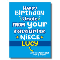 Personalised Happy Birthday Uncle from Favourite Niece Card